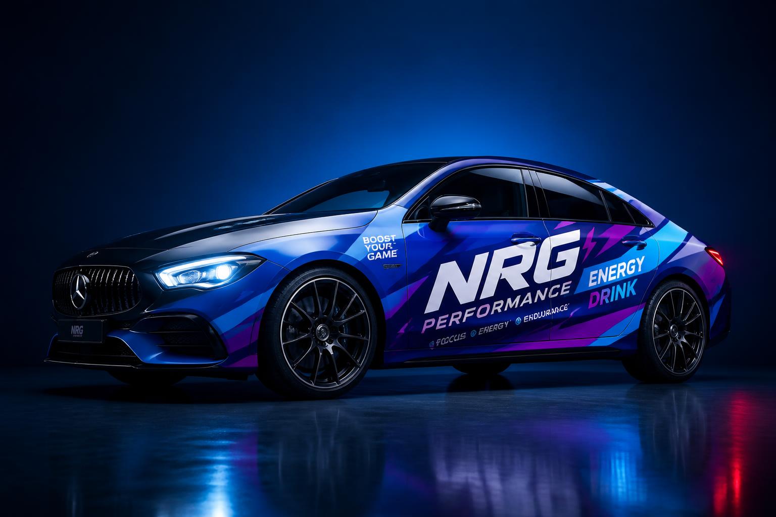 Car wrapped with brand advertising sticker
